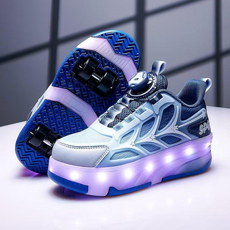 Popular Runaway Shoes Boys Summer Breathable Children Primary School Students Sports Shoes Luminous Light Shoes Skating Roller Shoes Girls