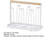 Yousheng 6-Hook Iron Cup Holder Rustproof Metal Drying Rack with Wooden Handle Space-Saving Kitchen Organizer for Mugs Glasses Bottles