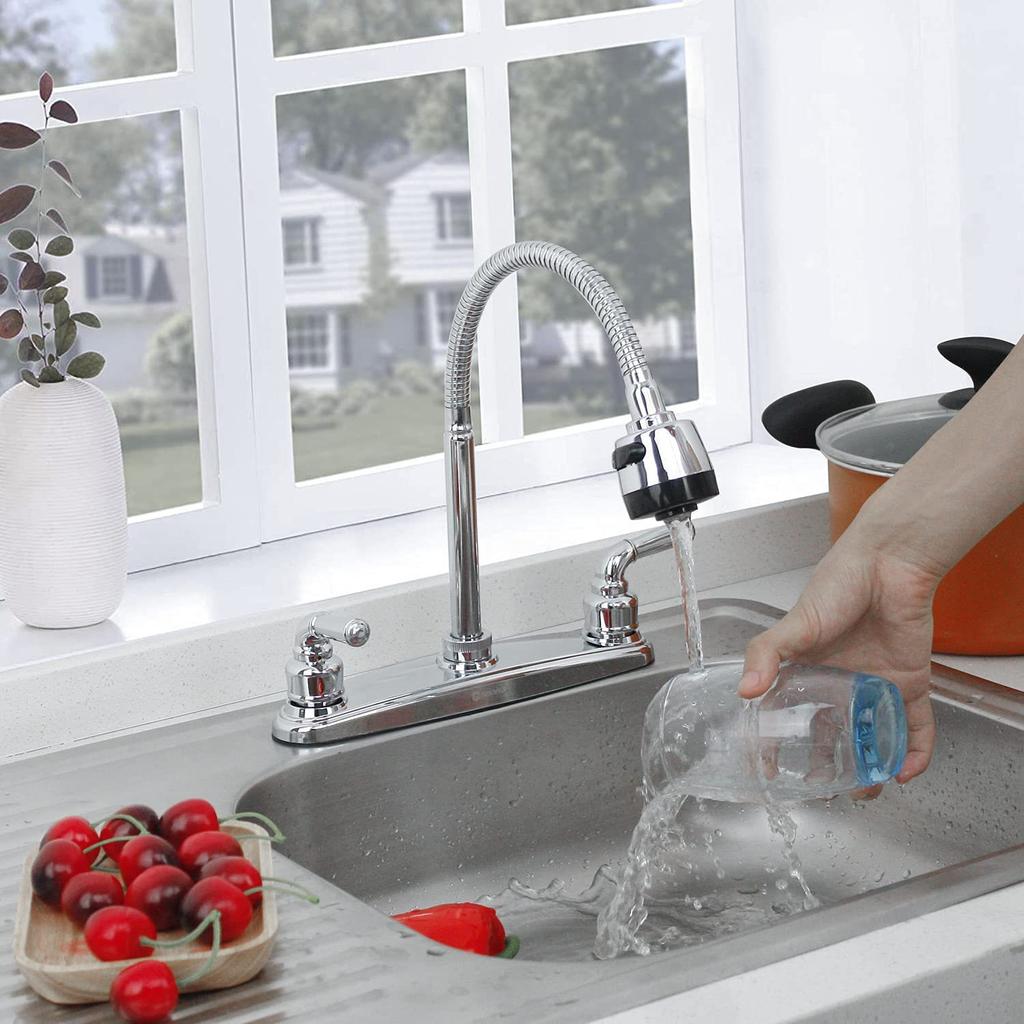 Südamerikanische RV-Küchenarmaturen, Doppelanschluss-Wasserhahn, spritzwassergeschützter Wasserhahn, Ersatz-Spültischarmaturen, Küchenzubehör