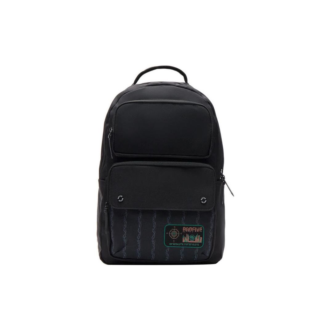 Li Ning Badfive Series Casual Zipper Backpack Unisex backpack Black ABSS165-1 Black