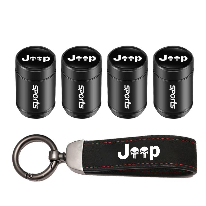 Car Tire Wheel Valve Caps Cover/Car Key Chain Ring Keychain For Jeep Wrangler Grand Cherokee Avenger Compass Wagoneer Gladiator AMR1