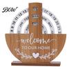 Natural Wood Perpetual Calendar Wooden Calendar, Manual Rotating Desk for Home Office Creative Gift Decor, Date Month Week Display Desktop Ornament