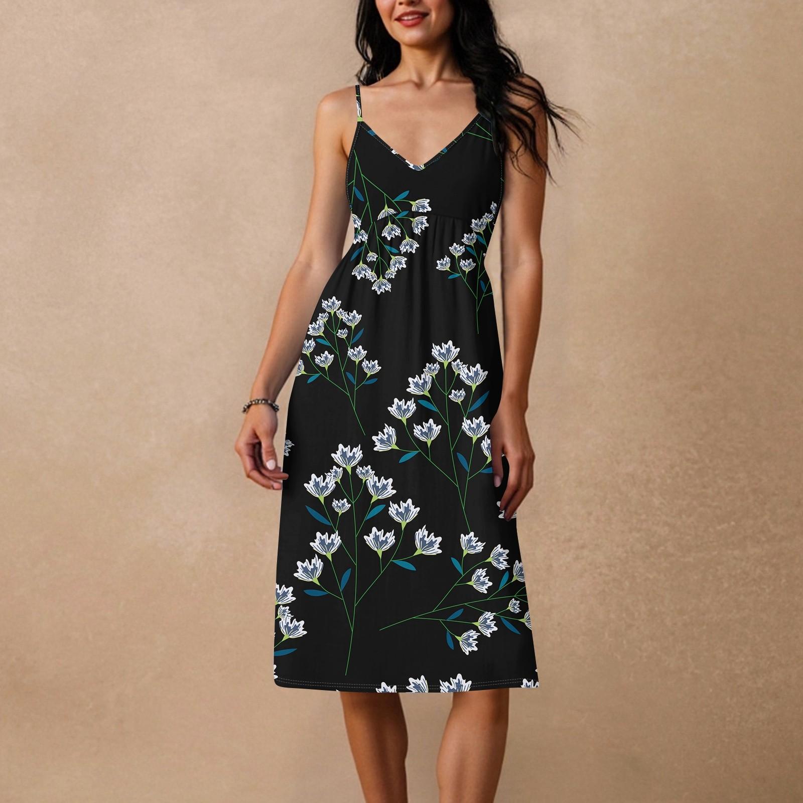 

Женское свободное повседневное пляжное праздничное платье-сарафан на тонких бретельках с открытой спиной и бантом XL чёрный