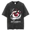 Harajuku Retro Washed T-shirt Anime Graphic Printed T-shirt Oversized Fashionable Streetwear Unisex T-shirt