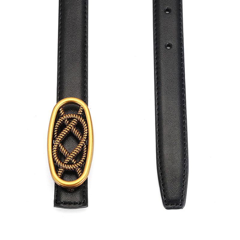 Oval Winding Flower Leather Cowhide Belt Women'S Decorative Dress Suit Retro Belt Women'S Literary Model