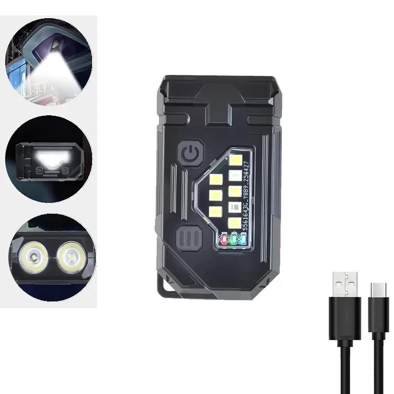 Kids Gift Dual LED Mini Flashlight 8 Modes Rechargeable Magnetic Torch w/ Cap Clip, ABS Body for Children Outdoor Play & Camping