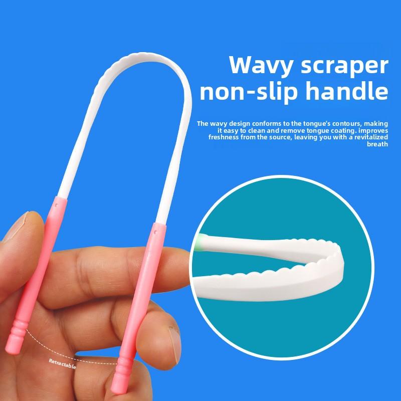 Plastic U-shaped Tongue Scraper with Injection-molded Card, Single Piece In Independent Packaging, Tongue Coating Cleaner