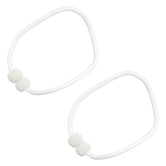 1 Pair Magnetic Curtain Straps Faux Pearls Decor Decorative Braided Ropes Curtain Tiebacks Curtain Accessories
