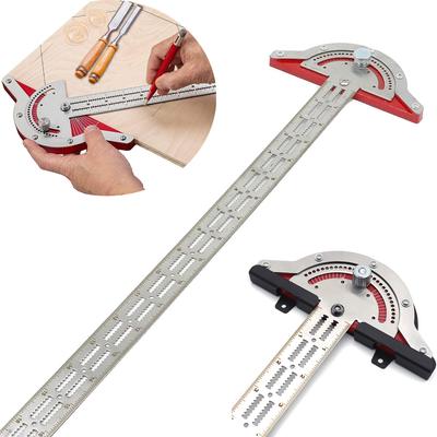 Multifunktions-Winkelmaß, Kantenlineal für Schreiner mit einstellbarem Winkelmesser, Winkelsucher, Markierungslineal aus Edelstahl für Schreiner