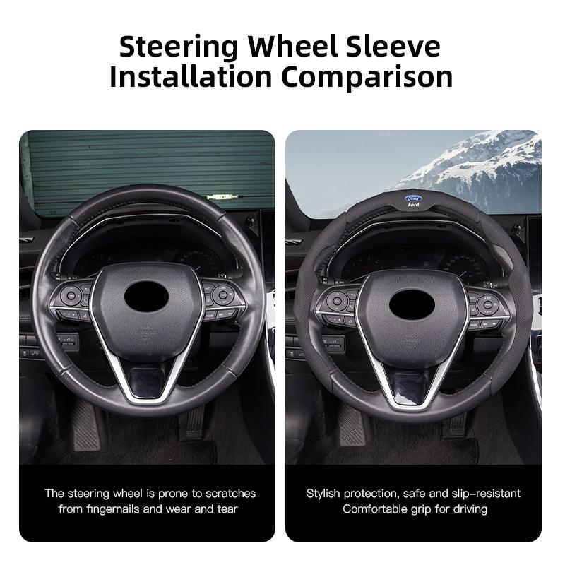 Car Steering Wheel Cover Protection Case Anti Slip Breathable Protector For Ford ST Line Focus Mustang Fiesta Puma Ranger Kuga