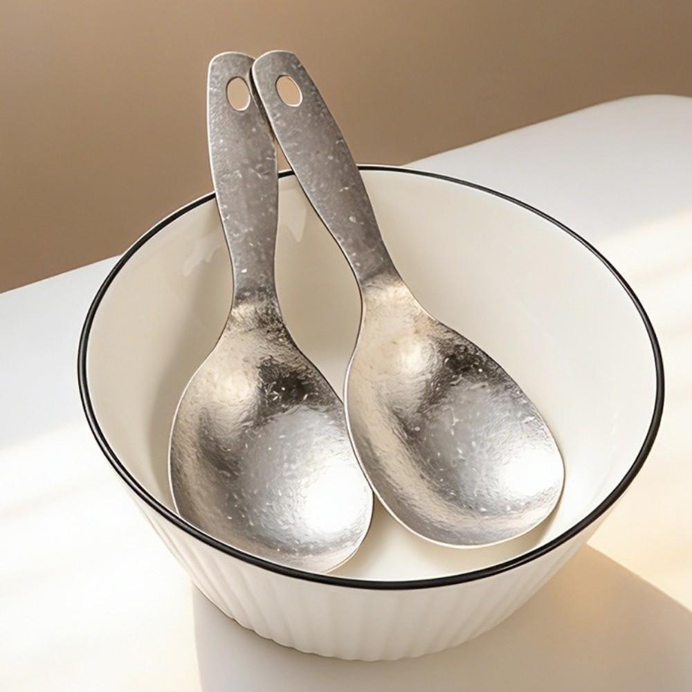 Non-Stick Pure Titanium Rice Spoon Lightweight Heat-resistant Serving Spoon Won't Damage Pot Anti-Bacterial Rice Scoop