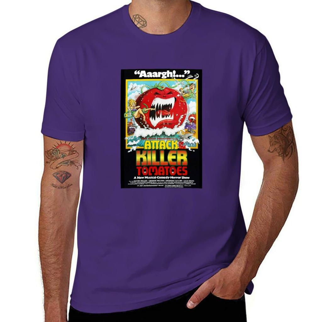 Attack of the Killer Tomatoes Filmplansch T-shirt sommartopp estetiska kläder vintagekläder herr långa t-shirts