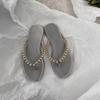 Fashion Fashion Pearls Beach Flip Flops for Women 2025 Summer Clip Toe Flat Slides Sandals Woman Comfortable Non Slip Outdoor Slippers