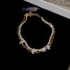18K Gold Plated Zircon Flower Double Layer Bracelet - Vintage, Luxurious, and Versatile Women's Jewelry