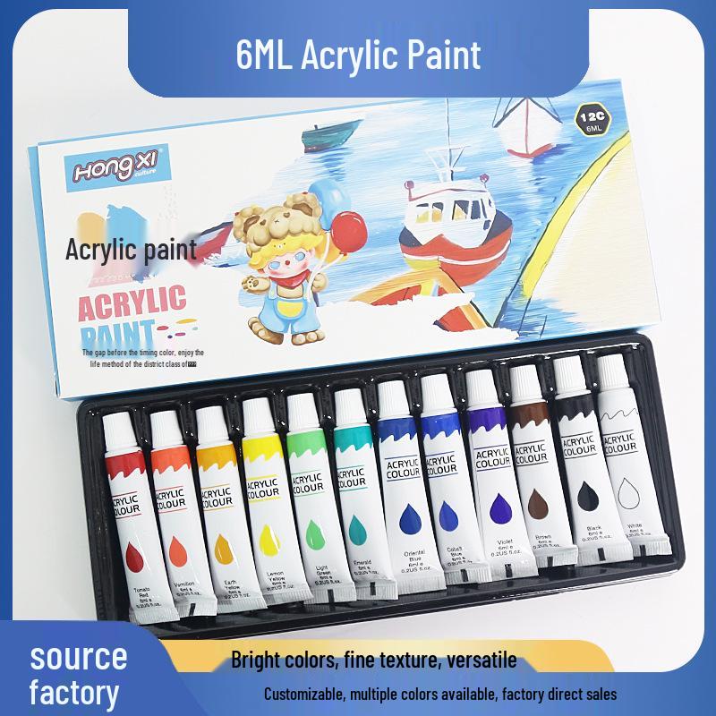 

Acrylic Paint Set for Kids: 12/18/24 Colors, 6ml Tubes, Waterproof, Ideal for DIY Hand-Painted Shoes & Clothes.
