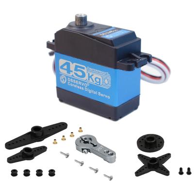 Yüksek Tork 45KG Çekirdeksiz Motor Servo Paslanmaz Çelik Tam Metal Dişli Su Geçirmez Alüminyum Dijital RC Direksiyon Servosu Buggy Truggy ile Uyumlu
