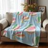 Pastel Purple Watercolor Floral Anime Cartoon Flannel Blanket Soft Warm Throw for Bedroom Sofa Car Kids Holiday Gift