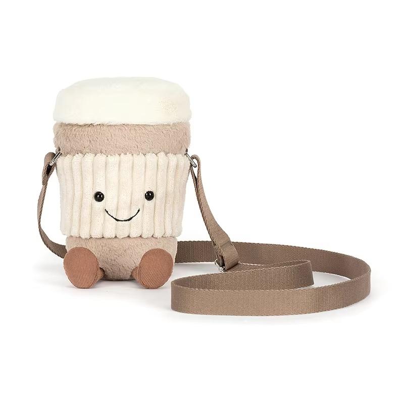 Fun Coffee Tumbler Crossbody Bag - Lightweight Insulation-Friendly Plush Doll Crossbody Bag Surprise Gift Outdoor Shoulder Bag