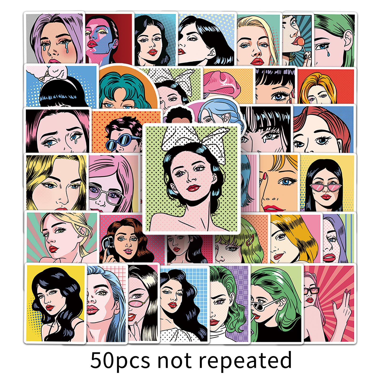 50PCS Spicy Girl Cartoon Stickers - Waterproof Graffiti DIY Journal Decoration
