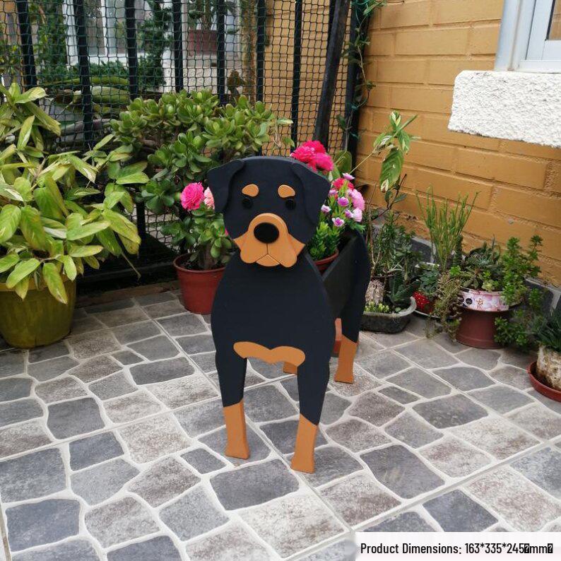 Garden Art Dog and Cat Flower Pot Set