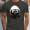 Men's Summer 100 Cotton Fashionable Casual Sports Loose and Interesting Cartoon Penguin Pattern Printed Round Neck Short Sleeved T-shirt
