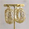 Vintage Exquisite Hollow Hand Carved Golden Plated Round Hoop Earrings Women's Wedding Banquet Jewelry Accessories Gifts