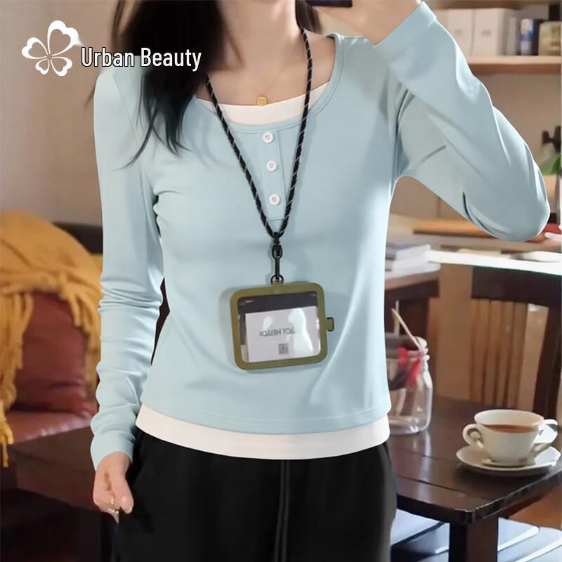 

Women s Faux Two-Piece Long-Sleeve T-Shirt S