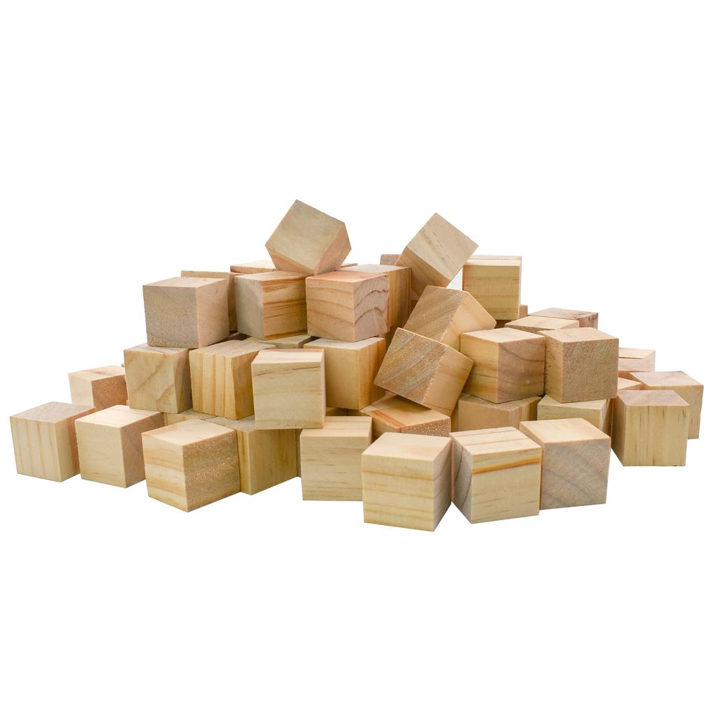 Enkrio Lemn Lemn Construcție Lemn Formă Set de Artizanat DIY și Lemn Natural Netratat Cuburi Nevopsite, Blocuri, Cuburi, Blocuri, Cuburi, 100, Decorațiune,