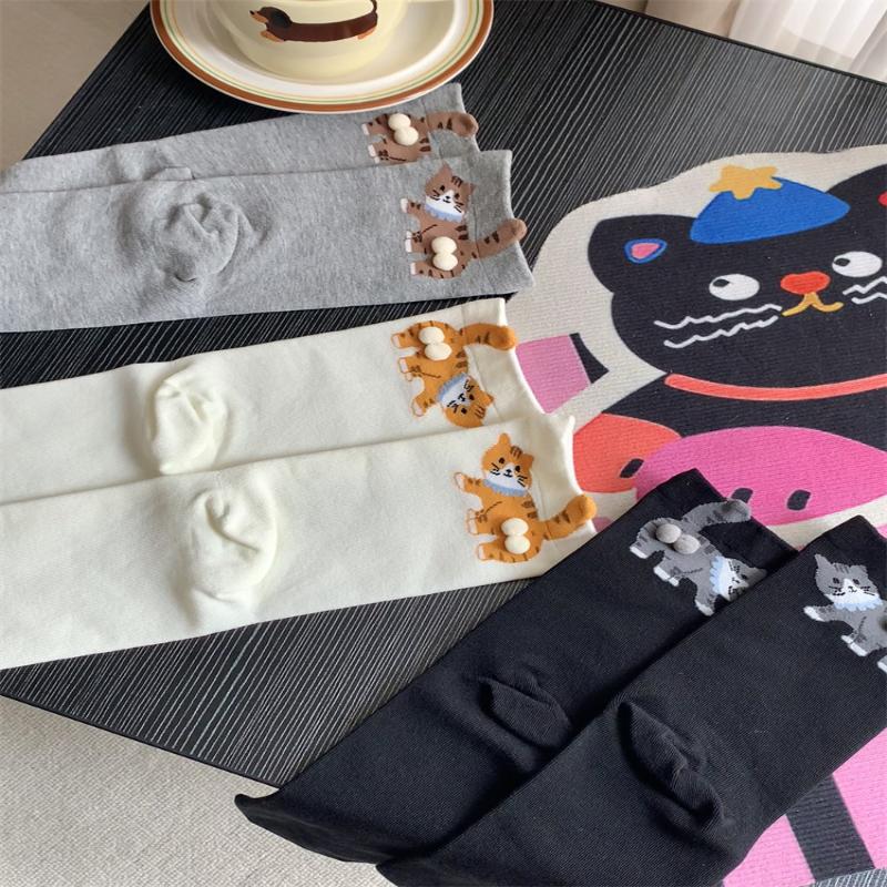 Niedliche Katzen-Ei-Socken Lustige Wadenlange Warme Socken Für Damen 3D-Katzendesign Winter Gemütliche Socken