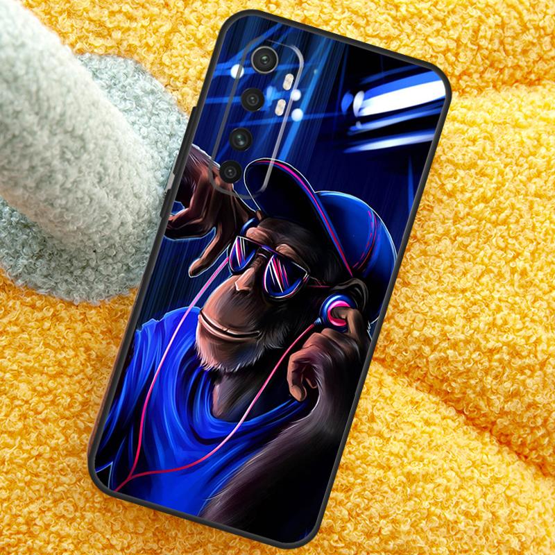 Funny Thinking Monkey With Headphone Case For POCO X3 X4 X5 F5 Pro M5s C40 F4 GT F3 Cover For Xiaomi 12T 11T Pro 12 13 Lite 12X