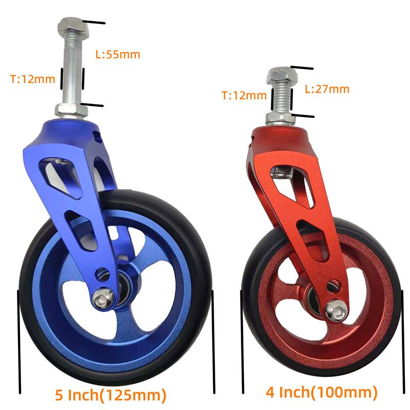 A Pair of Sports Wheelchair Front Wheels and Forks, 5inch Wheels, Made of Aluminum Alloy with Pu Wheels, High-Speed and Silent