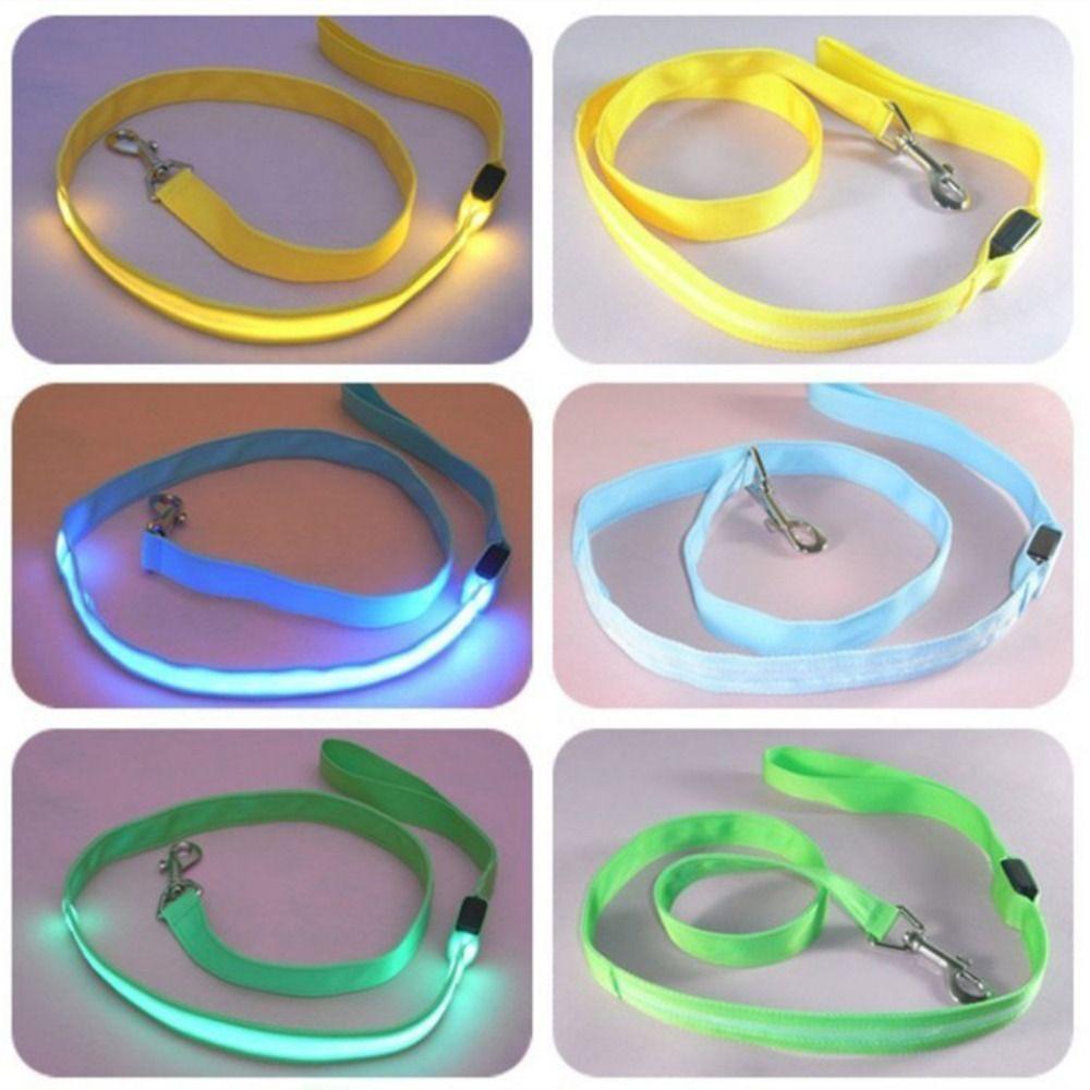 Adjustable LED Light Up Dog Leash Nylon Dog Glowing Walking Rope Walking