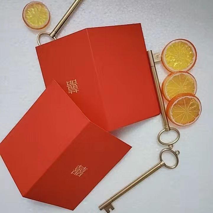 Chenxiang Red Double Happiness Wedding Vow and Speech Card Set with Gift Pen