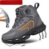 New Men's Rotary Buckle Work Safety Shoes Protective Fashion Tactical Boots Anti-impact and Anti-piercing Work Shoes