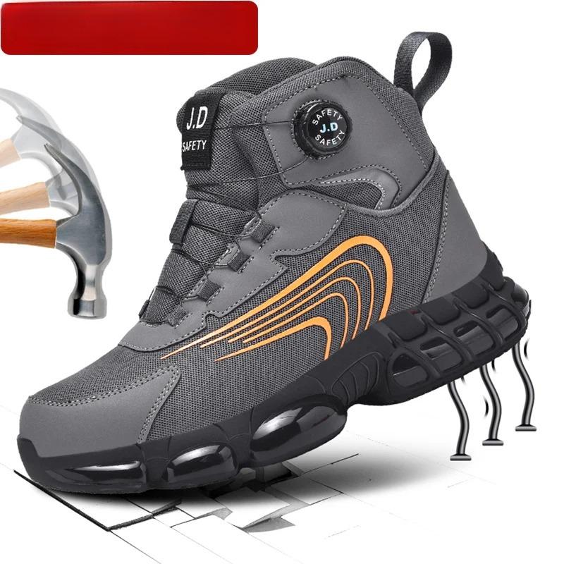 New Men's Rotary Buckle Work Safety Shoes Protective Fashion Tactical Boots Anti-impact and Anti-piercing Work Shoes