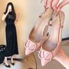 2025 Lente/Zomer Franse V-Cut Puntige Peep Toe Backless Stilettos voor Dames