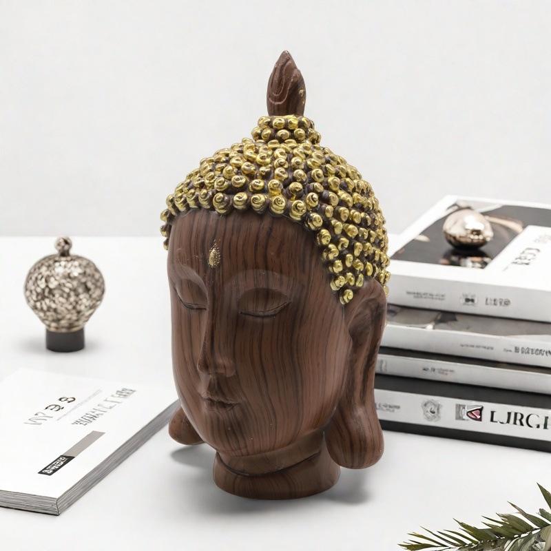 Yeni Abanoz Damarlı Shakyamuni Buda Heykeli Süsleri Ev Oturma Odası Şarap Dolabı Heykeli Reçine El Sanatları