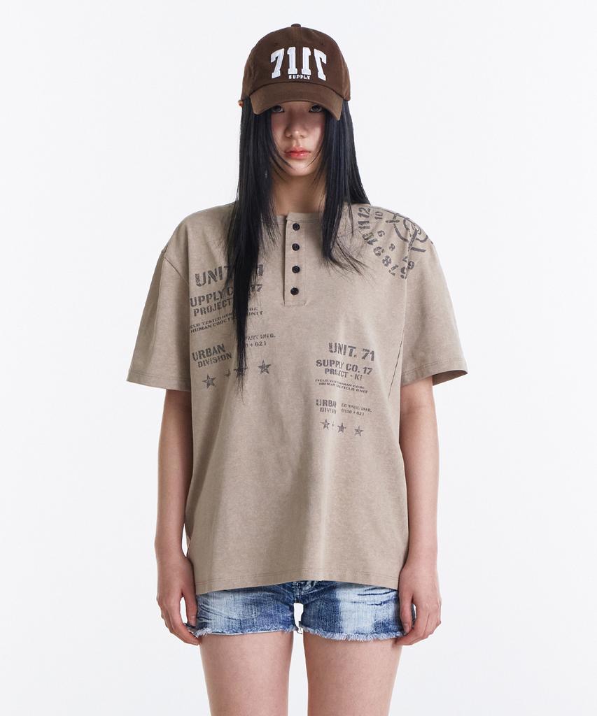 Gicheol Proto Sight Henley T-Shirt (Beige)