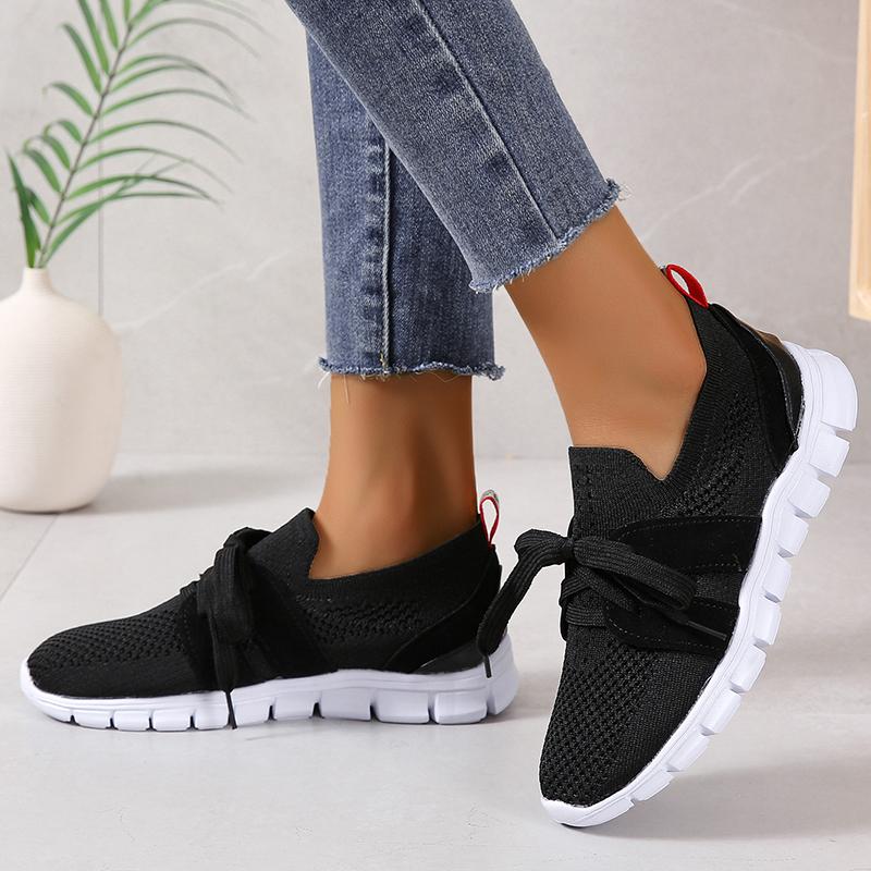 Lucyever Brown Knit Breathable Sneakers Shoes Women 2024 New Soft Sole Platform Flats Woman Plus Size 43 Non Slip Casual Shoes