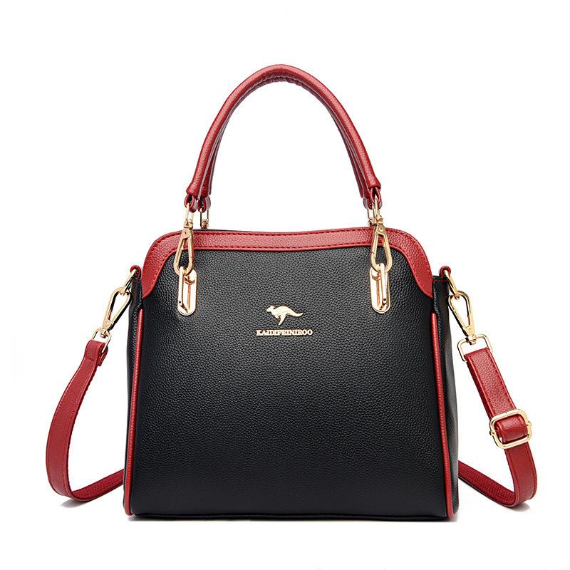 Borsa a tracolla, borsa a spalla, borsa a mano con contrasto di colore per donna