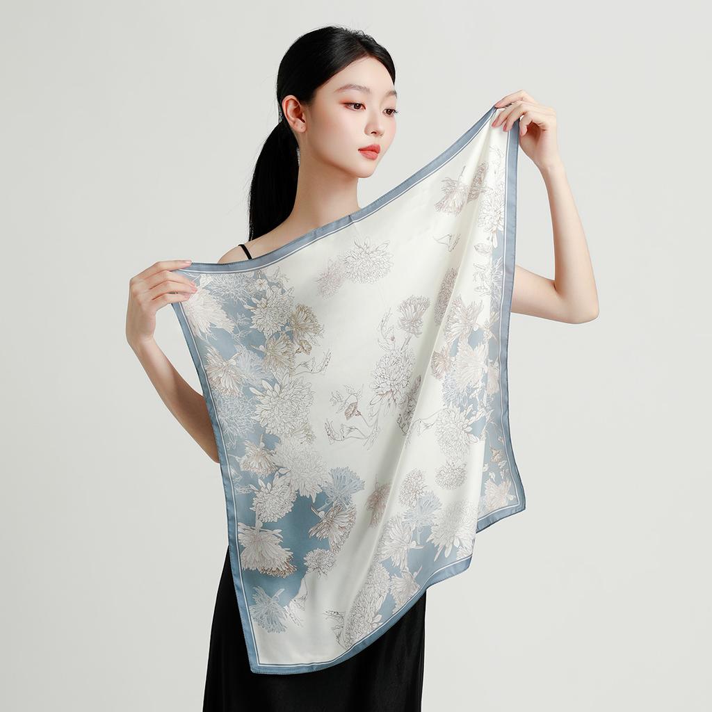 New 12mm silk crepe satin 100% mulberry silk scarf, high-end versatile accessory, silk scarf square scarf