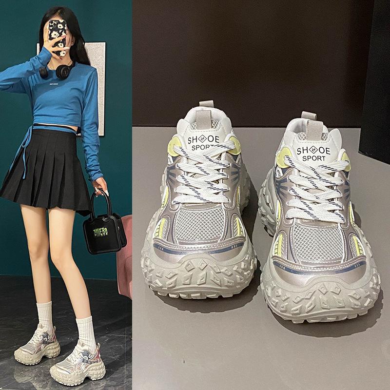 Korean version of the new dad shoes women's 2025 autumn student sports running shoes casual thick-soled heightening women's shoes BN8807