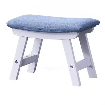 Fußhocker Holzstruktur Schwammkissen Tritthocker Heimdeko Weiß Blau