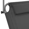 Folding Sun Lounger with Sunshade and Wheels Steel Gray