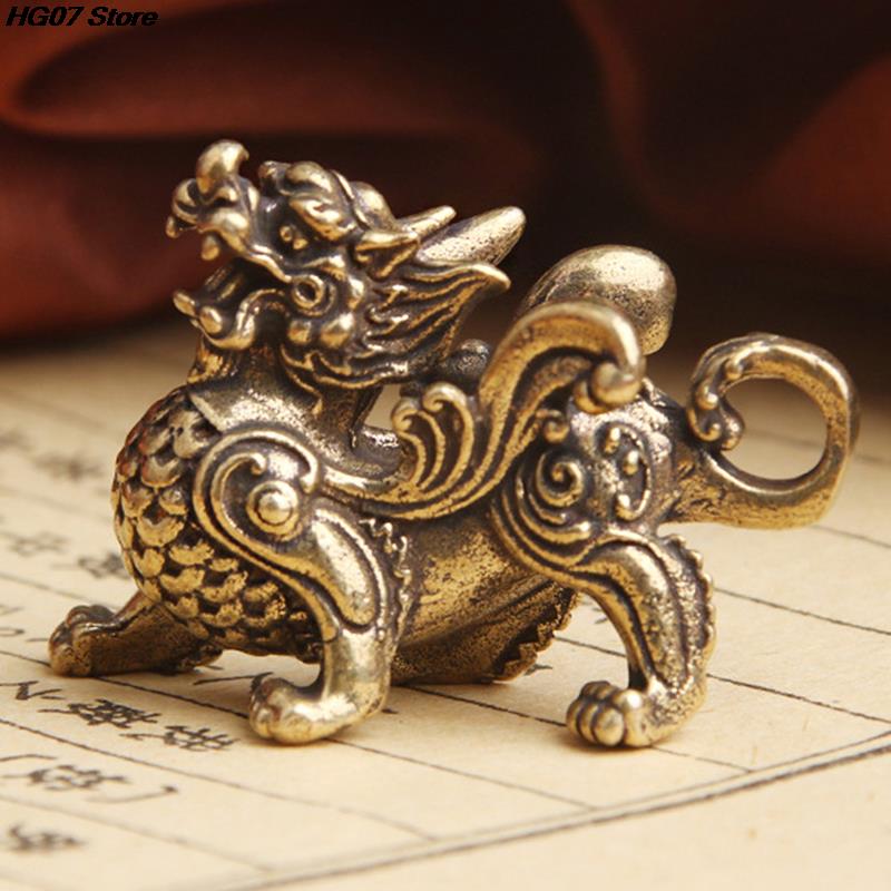 1PC Statue Figurine Kylinsculpture Wealth Brass Decor Prosperity Good Yao Chinese Pi Ornament Qilin Dragon Luck Animal Fengshui