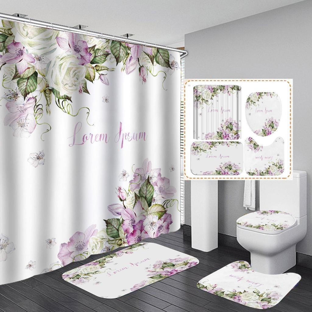 Xiyin Waterproof High Definition Shower Curtain Set - Four-Piece, No-Drill Partition for Bathroom or Hotel.