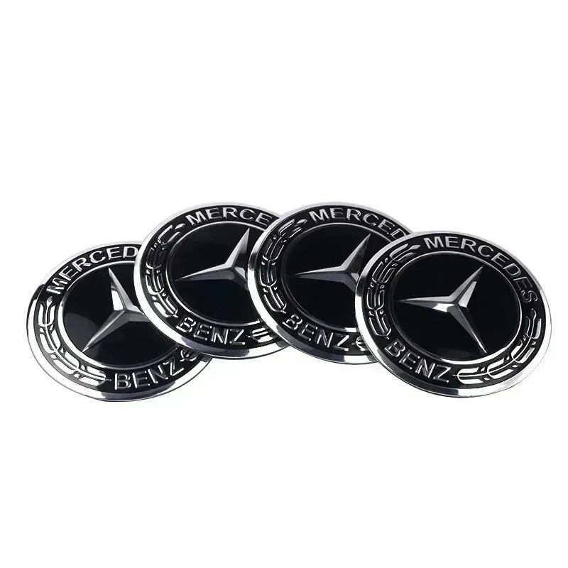 4Pcs 56mm Car Logo Wheel Hub Cap Stickers Aluminium Accessories For Mercedes Benz Amg W205 W211 W204 W212 W213 W203 W176 W221 CK1