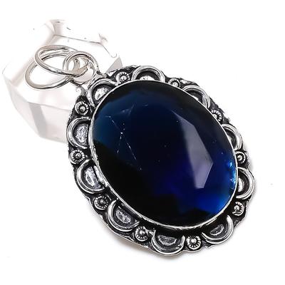 Prírodný London Blue Topaz Drahokam 925 Rýdze Striebro Darčekový Prívesok 2,17" v7O93