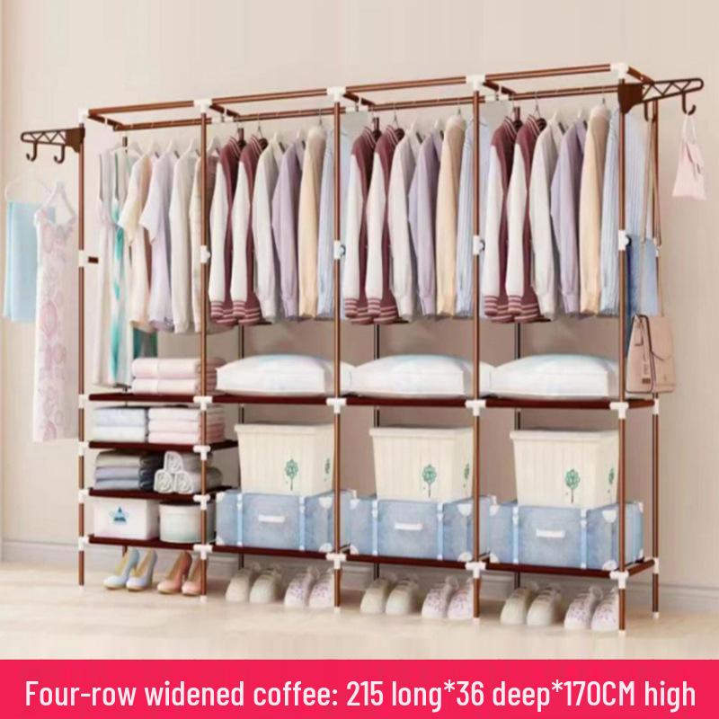 Floor-Standing Multi-Layer Coat and Clothes Rack with Storage Shelves for Dormitory or Home Use