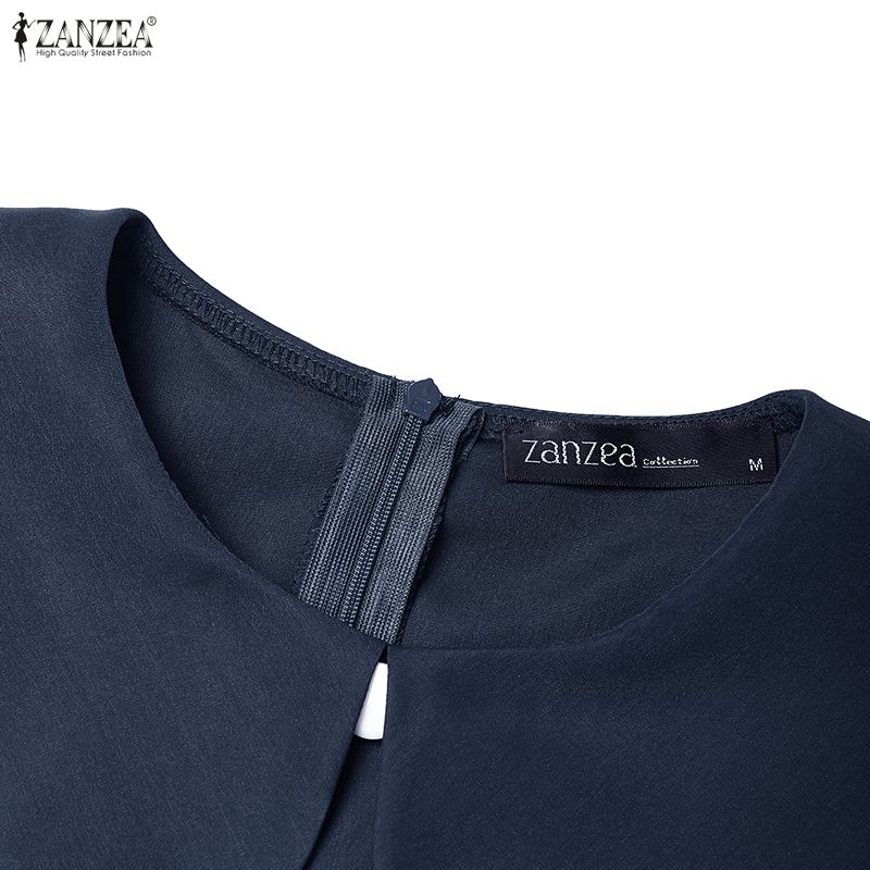 ZANZEA Women Summer Doll Collar Short Sleeve Casual Dress